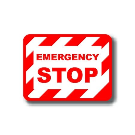 Ergomat 12in x 9in RECTANGLE SIGNS - Emergency Stop DSV-SIGN 108 #0361 -UEN